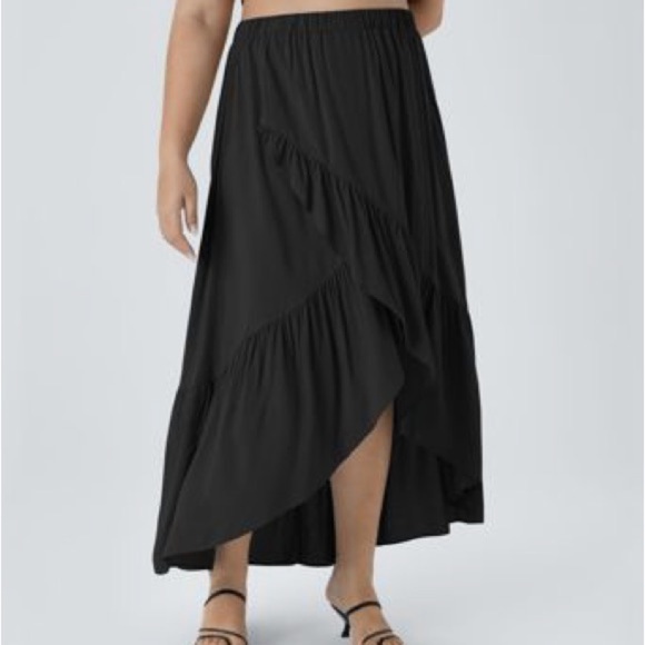 HALARA Black Midi Wrap Skirt Asymmetrical Casual - Picture 1 of 4
